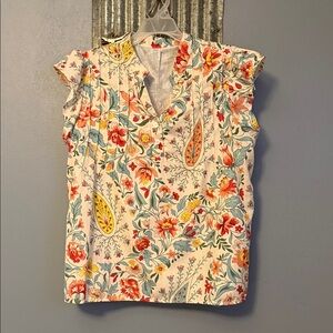 Floral Ruffle Sleeve Women's Top